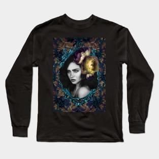 Vintage Victorian Artwork Digital Painting Beautiful Girls Floral Antique Florals Long Sleeve T-Shirt